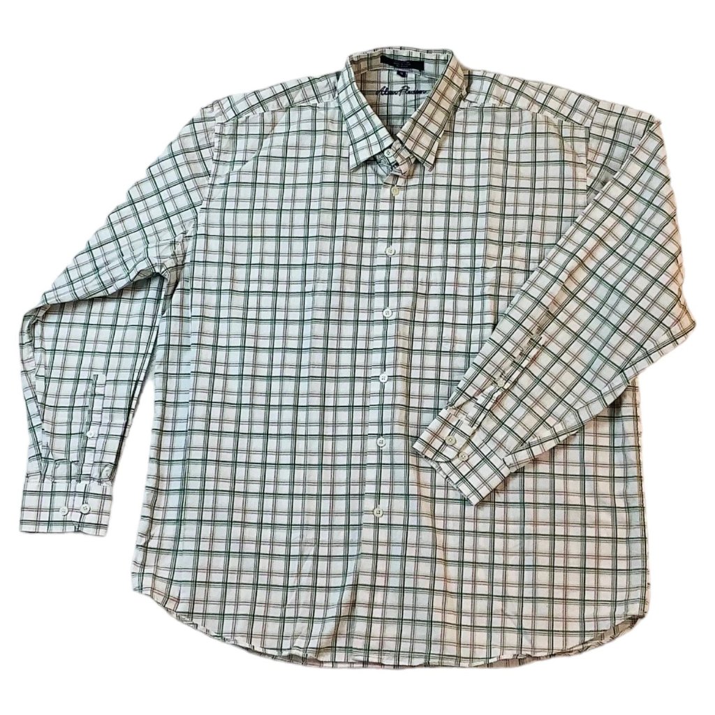 Alan Flusser Plaid Shirt Men's Size Xl Long Sleeve Button Up 100% Cotton